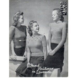 1940s Hand Knitwear Pattern Featuring Ribbed Jumper & Embroidered Yoke Designs